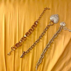 Traci Lynn Bracelets - 3 Total- 2 silver & 1 gold